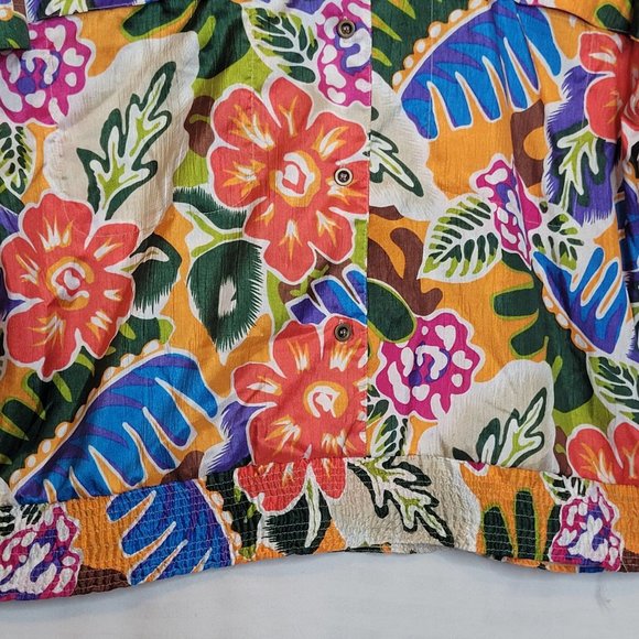 Polyester Floral Blouse Button Front Elastic Waist Leslie Fay Options Size 12 W - Picture 3 of 9